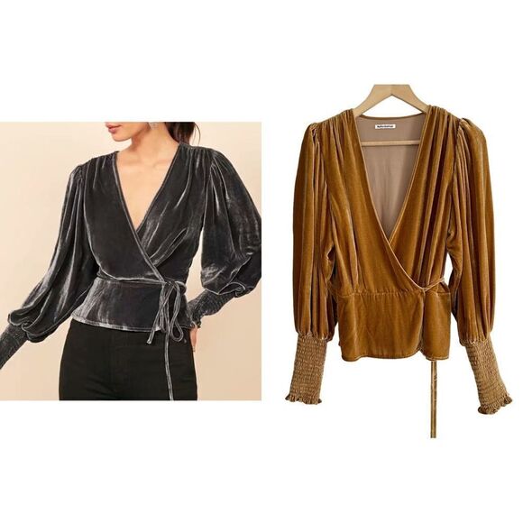 Reformation Velvet Wrap Top - Picture 1 of 7